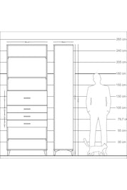 Arges Dolap 4 Raflı 4 Çekmeceli 88x30x243 Antrasit-Antrasit