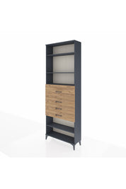 Arges Dolap 4 Raflı 4 Çekmeceli 88x30x243 Antrasit-Çam