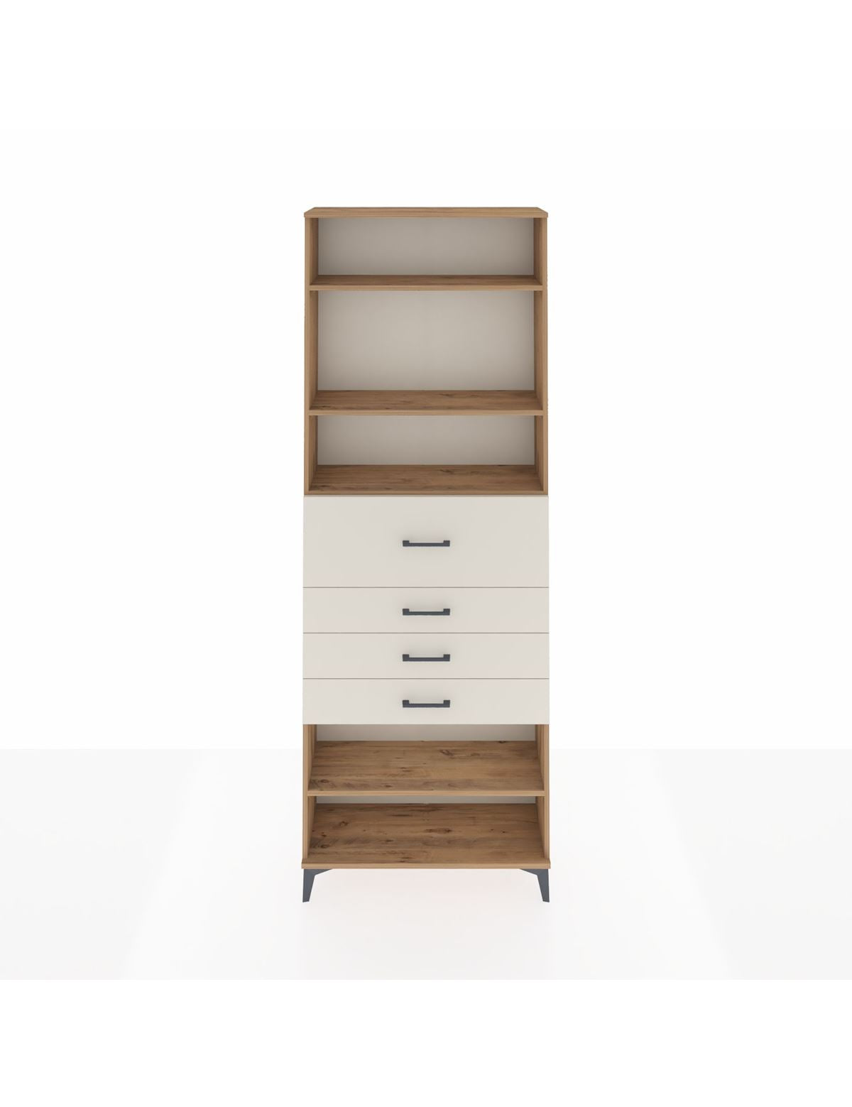 Arges Dolap 4 Raflı 4 Çekmeceli 88x30x243 Çam-Aytaşı