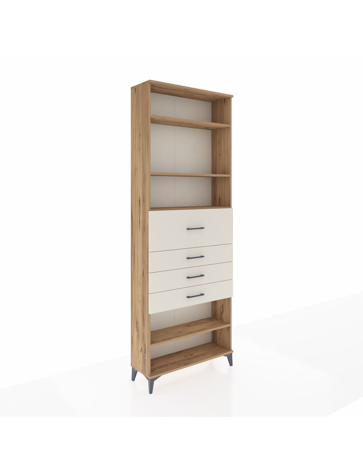 Arges Dolap 4 Raflı 4 Çekmeceli 88x30x243 Çam-Aytaşı