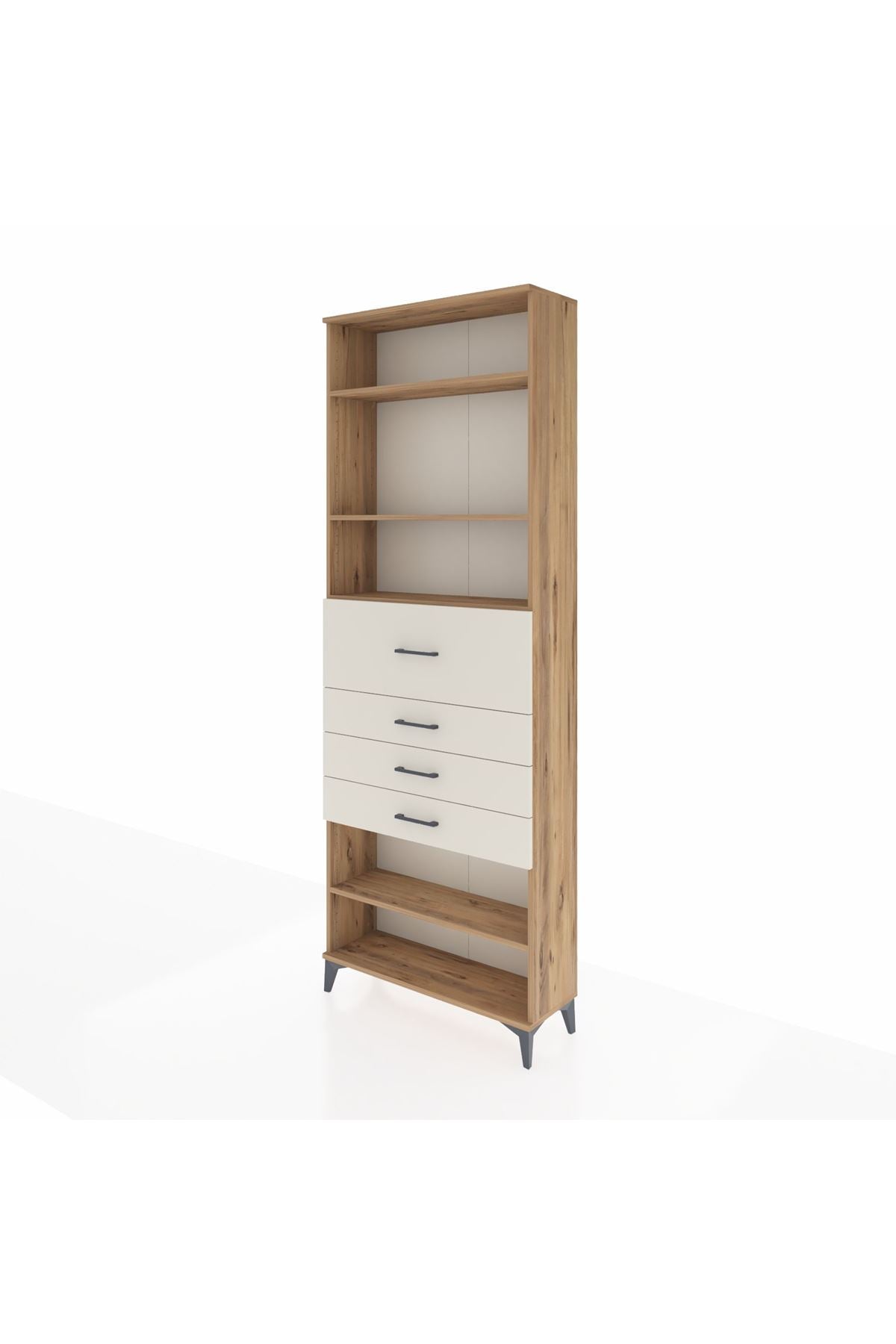 Arges Dolap 4 Raflı 4 Çekmeceli 88x30x243 Çam-Aytaşı