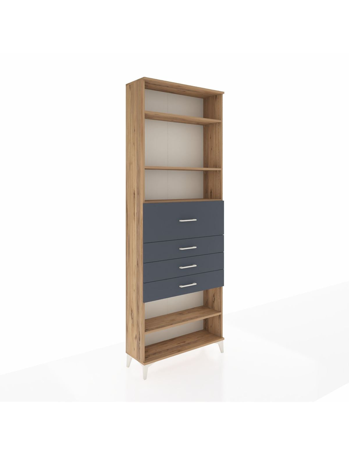 Arges Dolap 4 Raflı 4 Çekmeceli 88x30x243 Çam-Antrasit