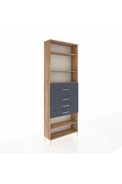 Arges Dolap 4 Raflı 4 Çekmeceli 88x30x243 Çam-Antrasit