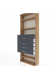 Arges Dolap 4 Raflı 4 Çekmeceli 88x30x243 Çam-Antrasit