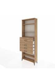 Arges Dolap 4 Raflı 4 Çekmeceli 88x30x243 Çam-Çam