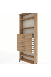 Arges Dolap 4 Raflı 4 Çekmeceli 88x30x243 Çam-Çam