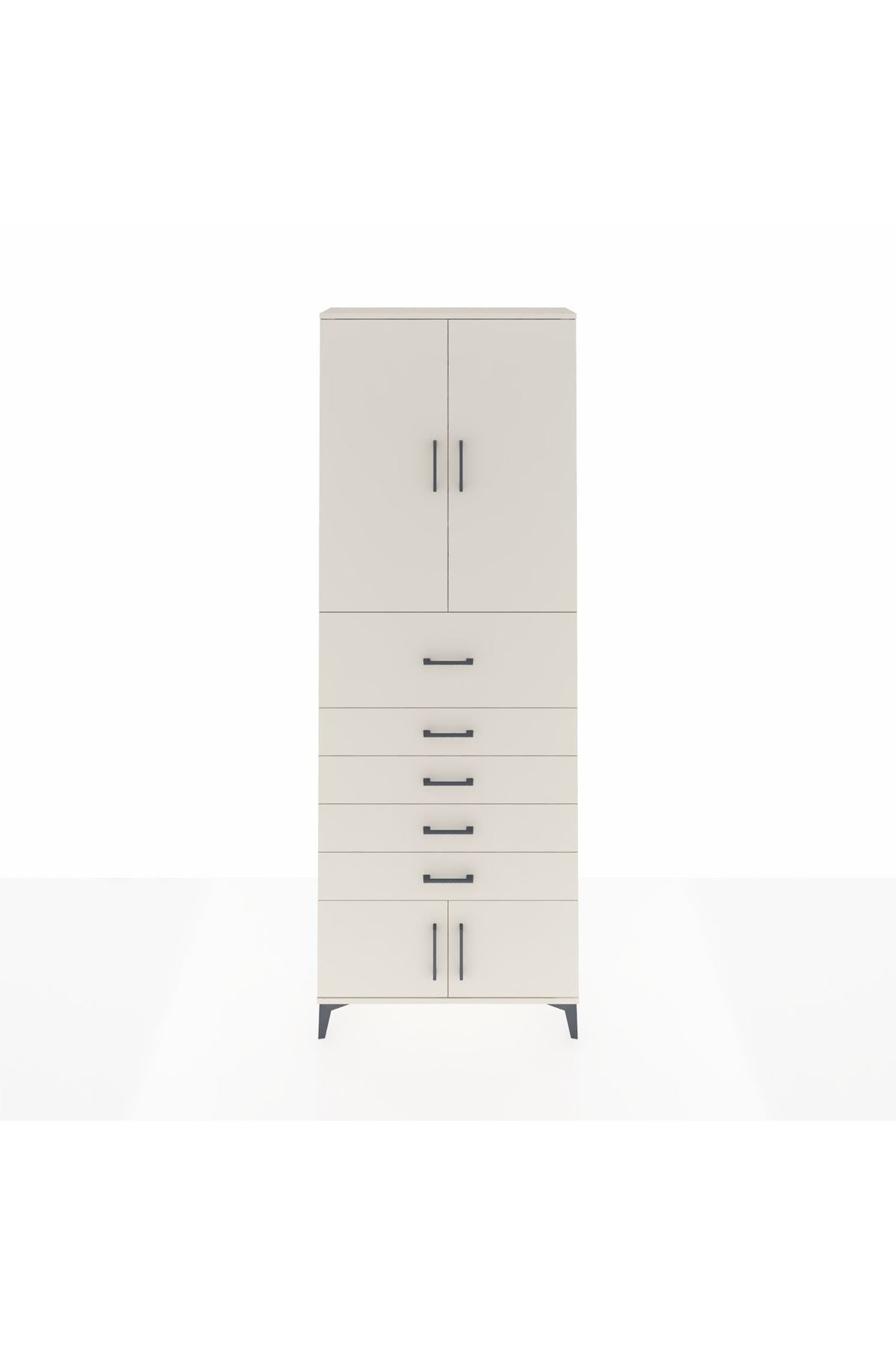 Arges Dolap 3 Raflı 5 Çekmeceli 4 Kapaklı 88x30x243 Aytaşı-Aytaşı