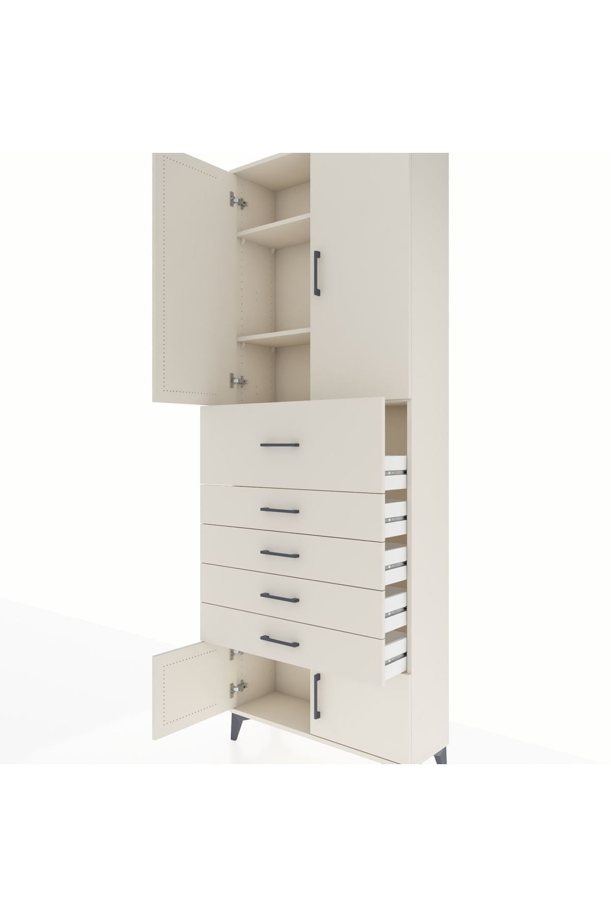 Arges Dolap 3 Raflı 5 Çekmeceli 4 Kapaklı 88x30x243 Aytaşı-Aytaşı