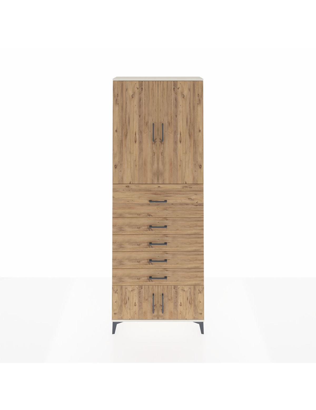 Arges Dolap 3 Raflı 5 Çekmeceli 4 Kapaklı 88x30x243 Aytaşı-Çam