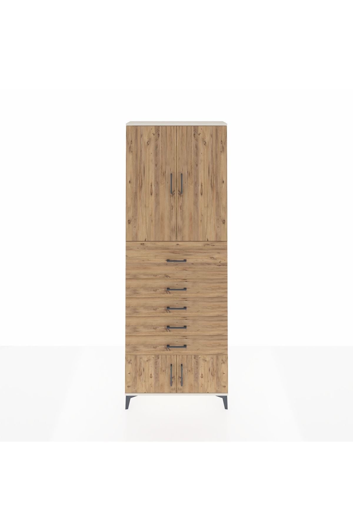 Arges Dolap 3 Raflı 5 Çekmeceli 4 Kapaklı 88x30x243 Aytaşı-Çam