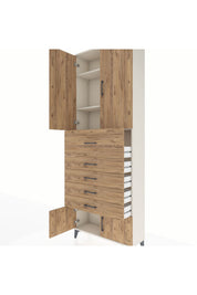 Arges Dolap 3 Raflı 5 Çekmeceli 4 Kapaklı 88x30x243 Aytaşı-Çam