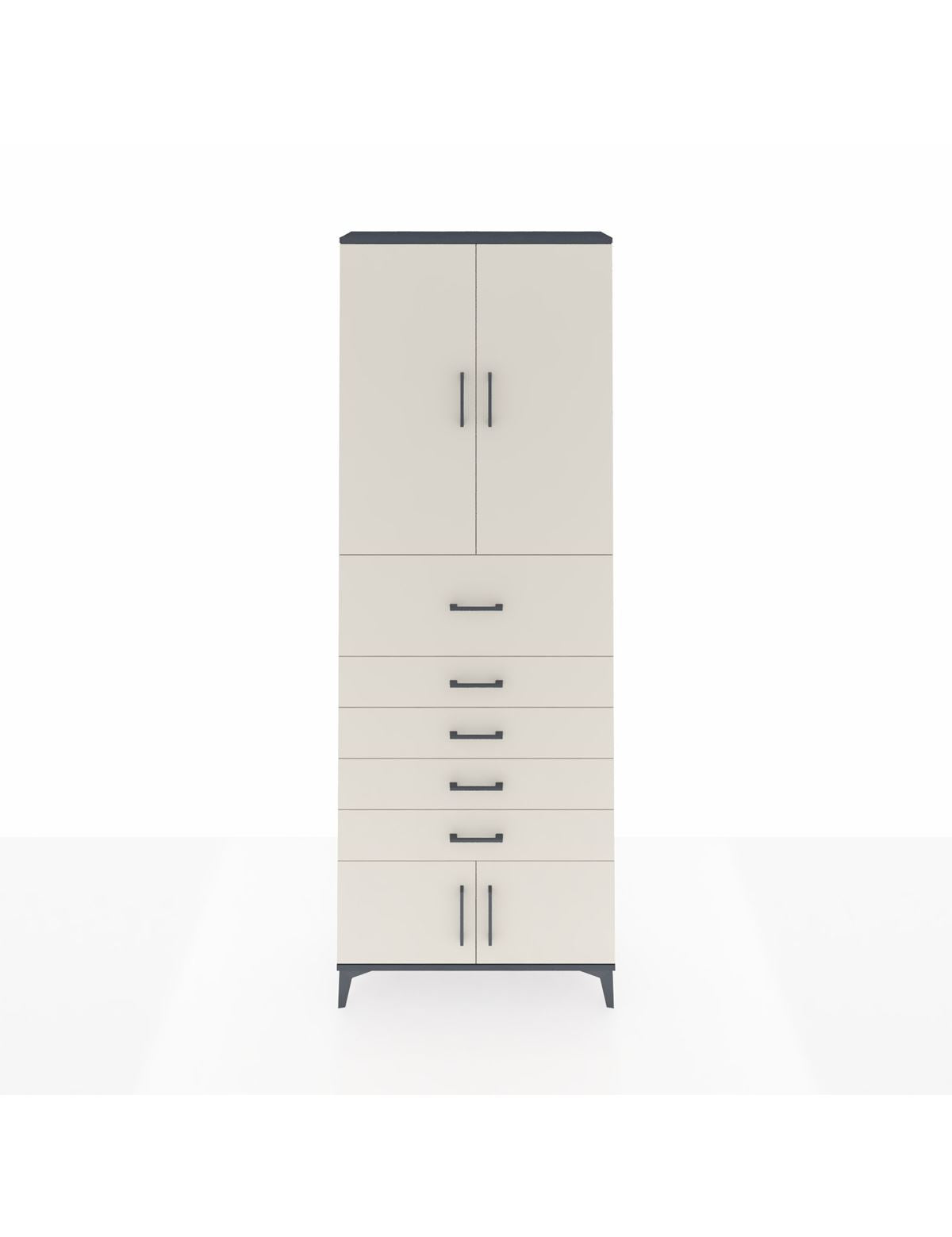 Arges Dolap 3 Raflı 5 Çekmeceli 4 Kapaklı 88x30x243 Antrasit-Aytaşı