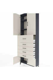 Arges Dolap 3 Raflı 5 Çekmeceli 4 Kapaklı 88x30x243 Antrasit-Aytaşı