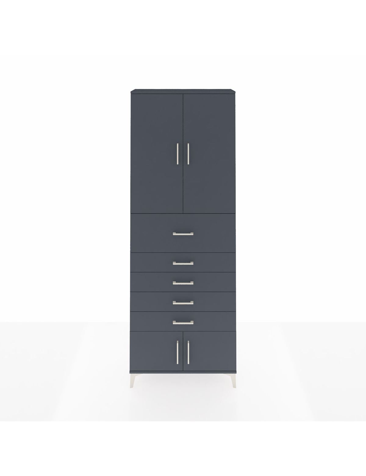 Arges Dolap 3 Raflı 5 Çekmeceli 4 Kapaklı 88x30x243 Antrasit-Antrasit