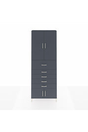 Arges Dolap 3 Raflı 5 Çekmeceli 4 Kapaklı 88x30x243 Antrasit-Antrasit