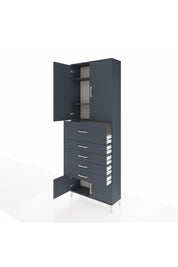 Arges Dolap 3 Raflı 5 Çekmeceli 4 Kapaklı 88x30x243 Antrasit-Antrasit