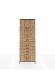 Arges Dolap 3 Raflı 5 Çekmeceli 4 Kapaklı 88x30x243 Antrasit-Çam