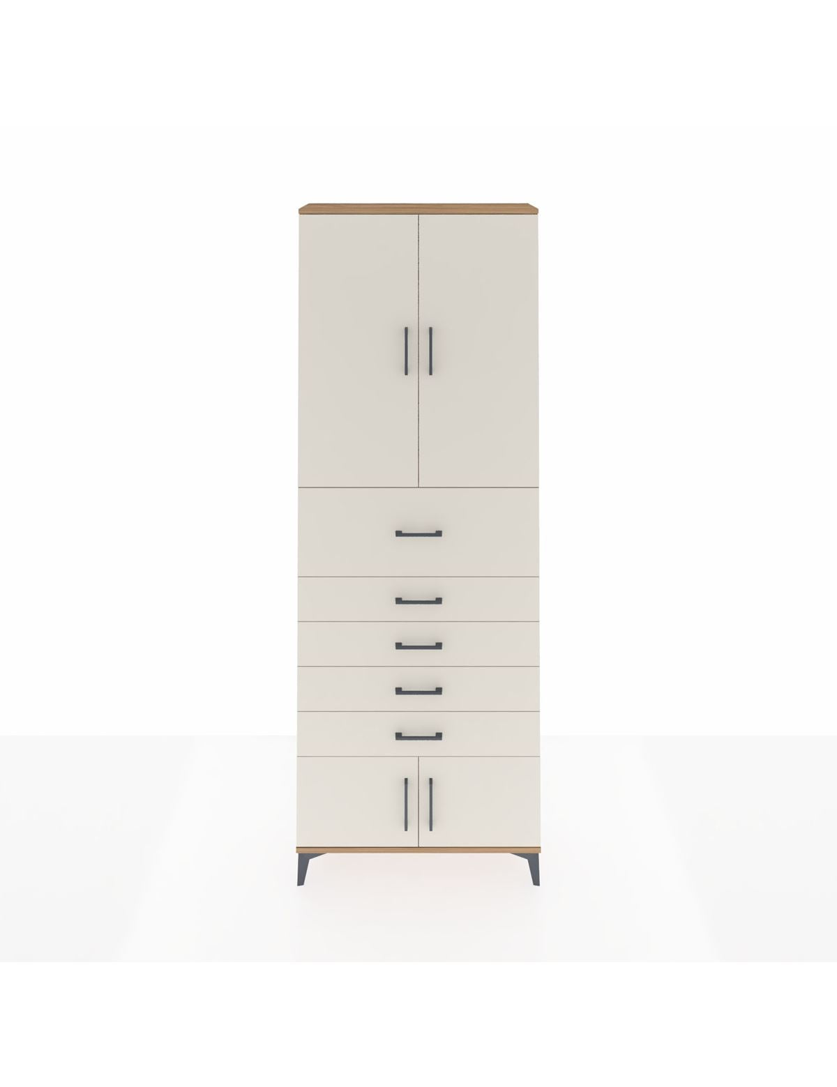 Arges Dolap 3 Raflı 5 Çekmeceli 4 Kapaklı 88x30x243 Çam-Aytaşı