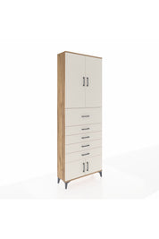 Arges Dolap 3 Raflı 5 Çekmeceli 4 Kapaklı 88x30x243 Çam-Aytaşı
