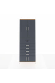 Arges Dolap 3 Raflı 5 Çekmeceli 4 Kapaklı 88x30x243 Çam-Antrasit