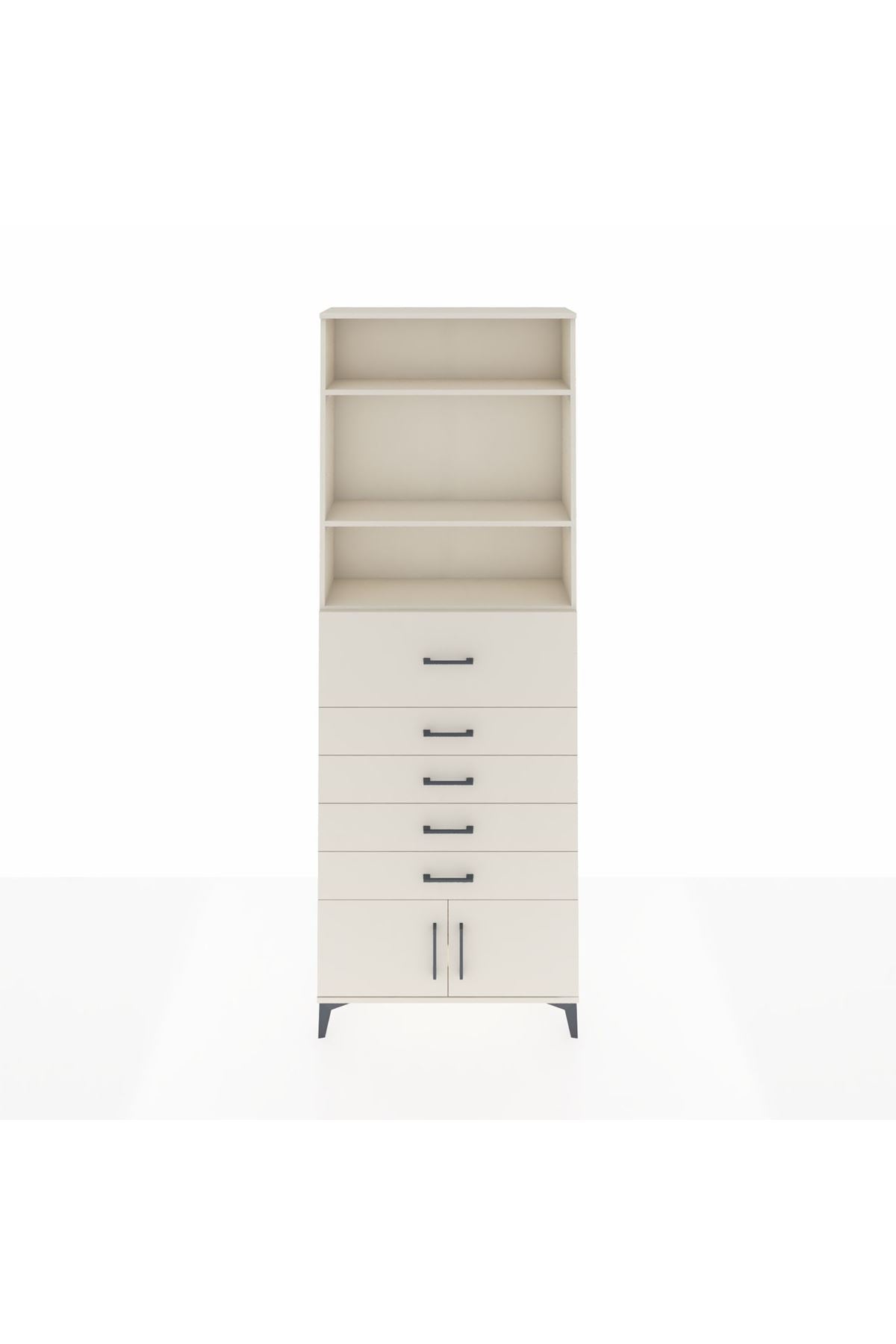 Arges Dolap 3 Raflı 5 Çekmeceli 2 Kapaklı 88x30x243 Aytaşı-Aytaşı