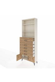 Arges Dolap 3 Raflı 5 Çekmeceli 2 Kapaklı 88x30x243 Aytaşı-Çam