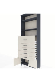 Arges Dolap 3 Raflı 5 Çekmeceli 2 Kapaklı 88x30x243 Antrasit-Aytaşı