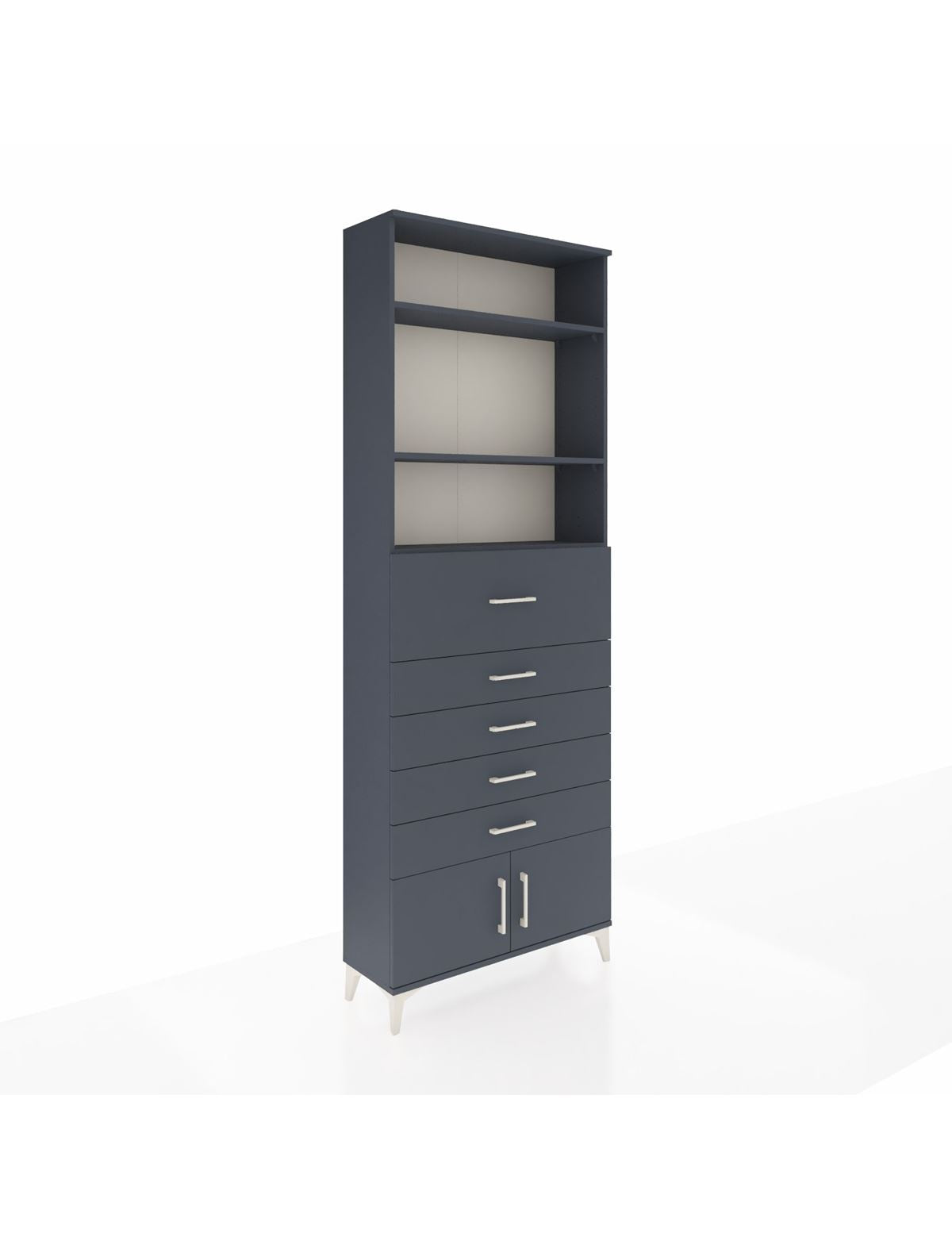 Arges Dolap 3 Raflı 5 Çekmeceli 2 Kapaklı 88x30x243 Antrasit-Antrasit