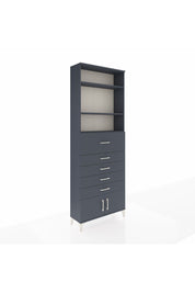 Arges Dolap 3 Raflı 5 Çekmeceli 2 Kapaklı 88x30x243 Antrasit-Antrasit