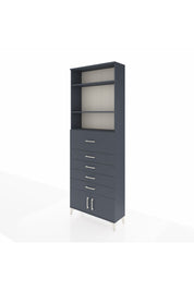 Arges Dolap 3 Raflı 5 Çekmeceli 2 Kapaklı 88x30x243 Antrasit-Antrasit