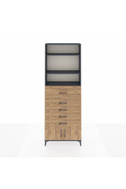 Arges Dolap 3 Raflı 5 Çekmeceli 2 Kapaklı 88x30x243 Antrasit-Çam