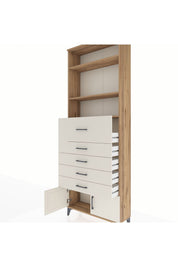 Arges Dolap 3 Raflı 5 Çekmeceli 2 Kapaklı 88x30x243 Çam-Aytaşı