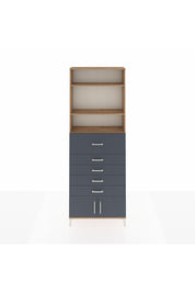 Arges Dolap 3 Raflı 5 Çekmeceli 2 Kapaklı 88x30x243 Çam-Antrasit