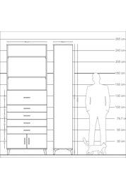Arges Dolap 3 Raflı 5 Çekmeceli 2 Kapaklı 88x30x243 Çam-Antrasit