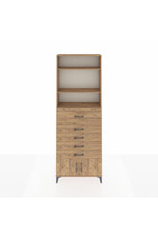 Arges Dolap 3 Raflı 5 Çekmeceli 2 Kapaklı 88x30x243 Çam-Çam