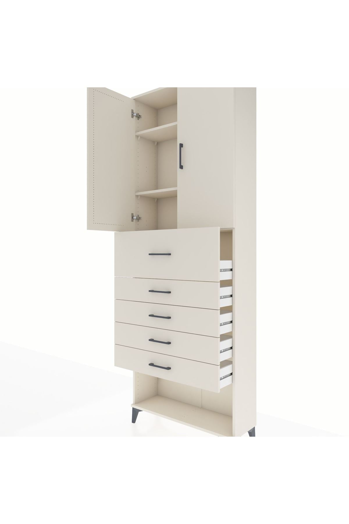 Arges Dolap 3 Raflı 5 Çekmeceli 2 Kapaklı 88x30x243 Aytaşı-Aytaşı