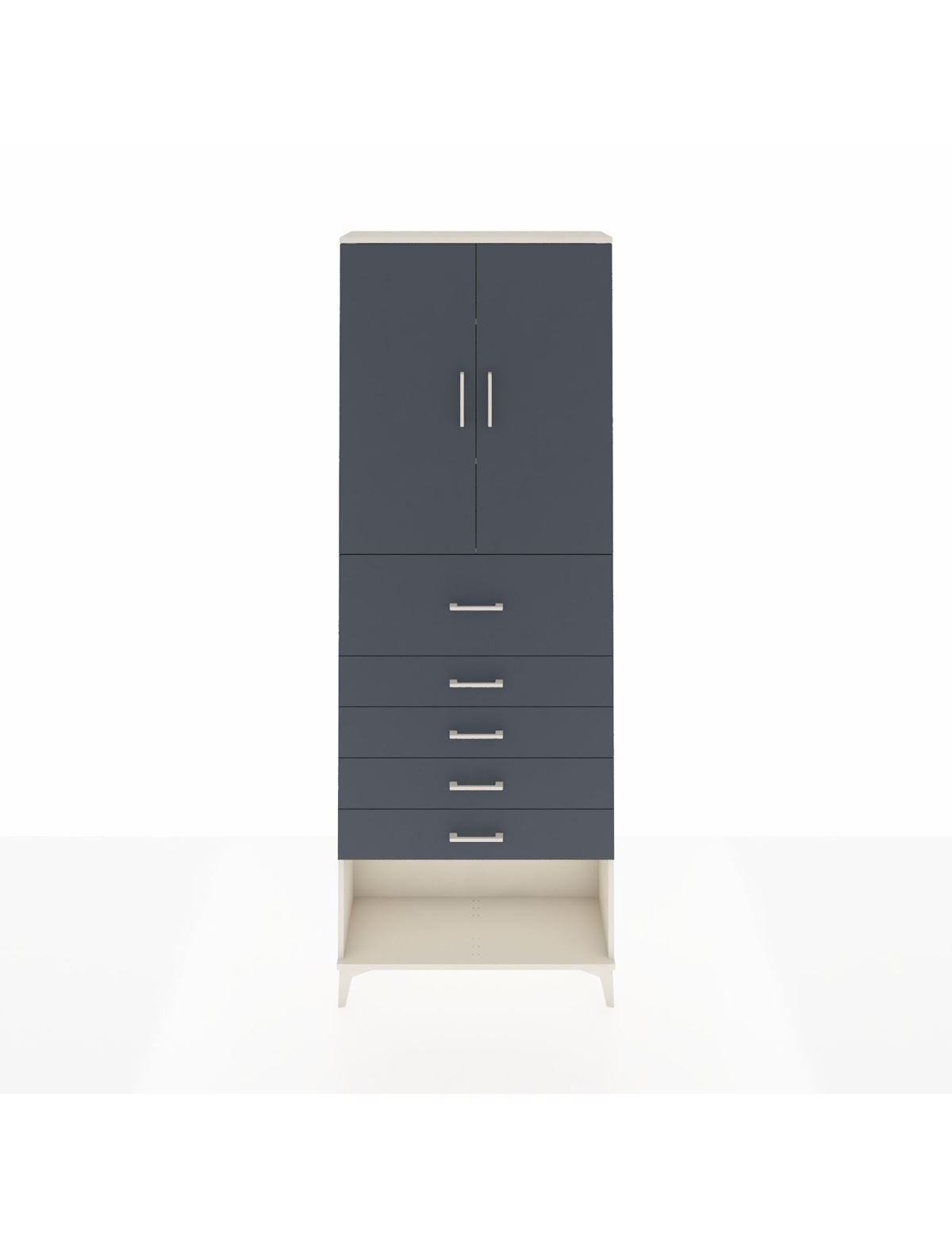 Arges Dolap 3 Raflı 5 Çekmeceli 2 Kapaklı 88x30x243 Aytaşı-Antrasit