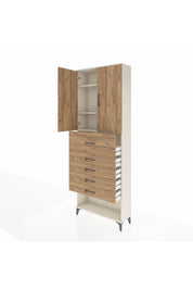 Arges Dolap 3 Raflı 5 Çekmeceli 2 Kapaklı 88x30x243 Aytaşı-Çam