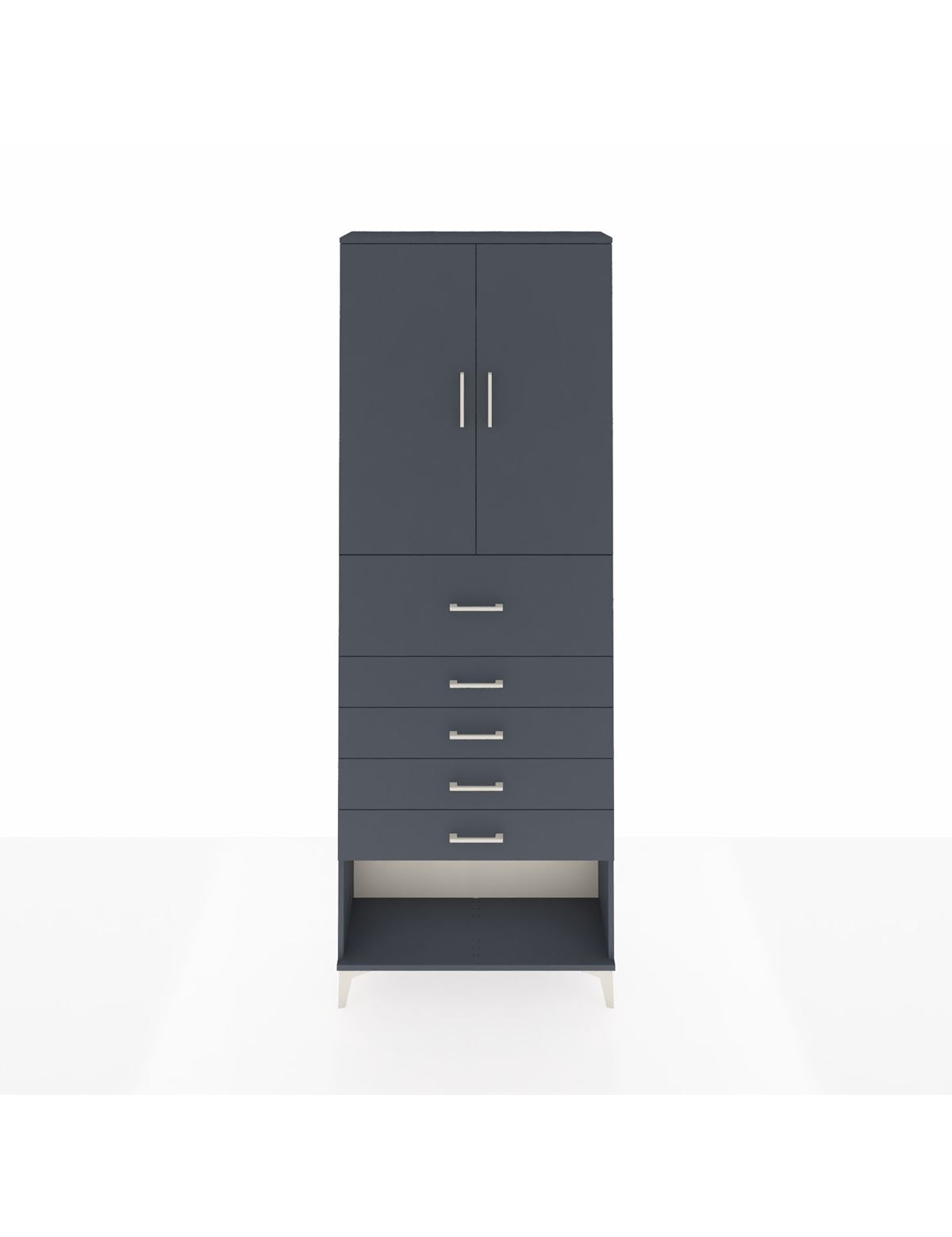 Arges Dolap 3 Raflı 5 Çekmeceli 2 Kapaklı 88x30x243 Antrasit-Antrasit