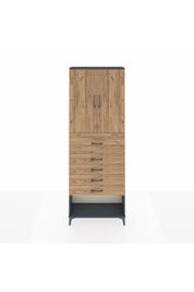 Arges Dolap 3 Raflı 5 Çekmeceli 2 Kapaklı 88x30x243 Antrasit-Çam