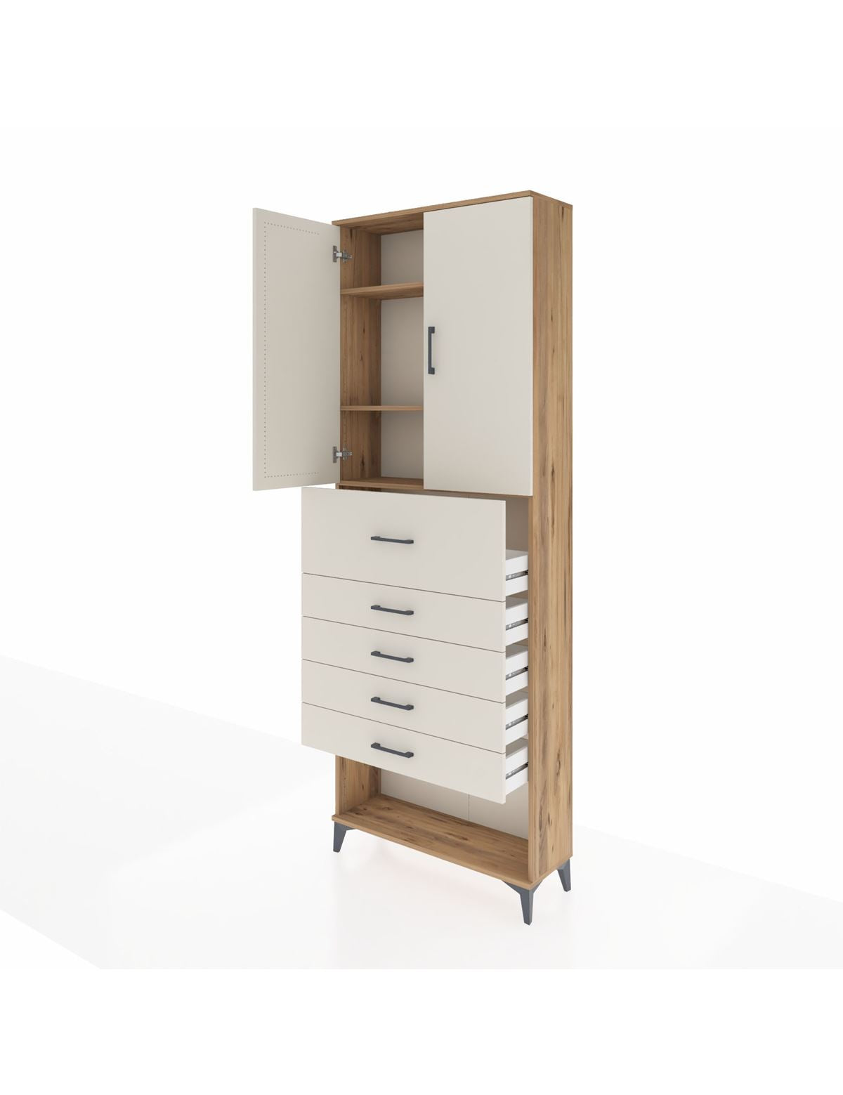 Arges Dolap 3 Raflı 5 Çekmeceli 2 Kapaklı 88x30x243 - S33M123V7A