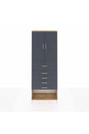 Arges Dolap 3 Raflı 5 Çekmeceli 2 Kapaklı 88x30x243 Çam-Antrasit