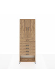 Arges Dolap 3 Raflı 5 Çekmeceli 2 Kapaklı 88x30x243 Çam-Çam