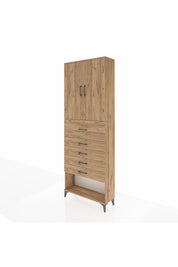 Arges Dolap 3 Raflı 5 Çekmeceli 2 Kapaklı 88x30x243 Çam-Çam