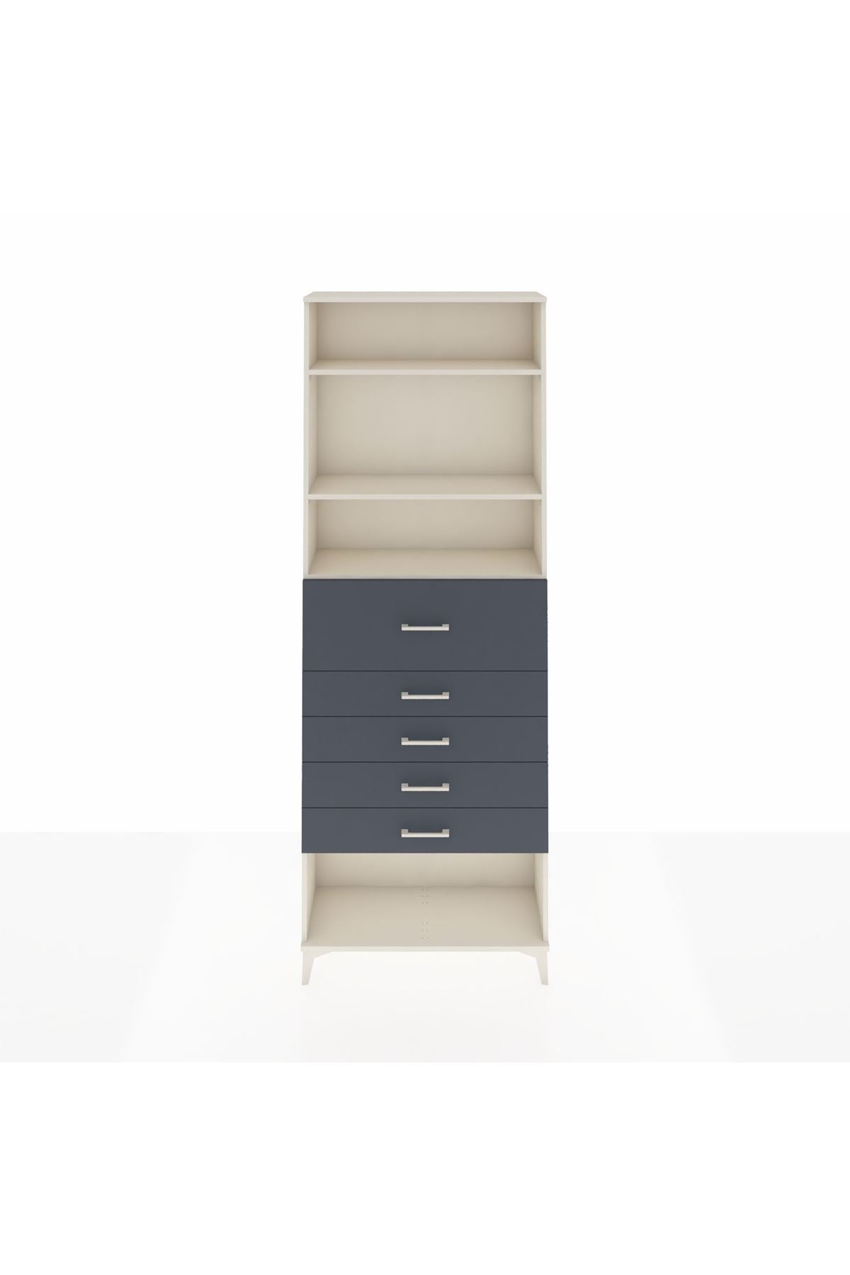 Arges Dolap 3 Raflı 5 Çekmeceli 88x30x243 Aytaşı-Antrasit