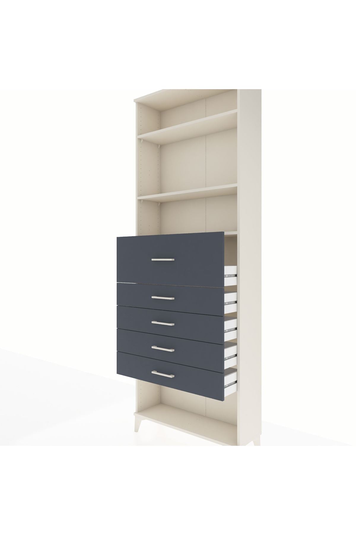 Arges Dolap 3 Raflı 5 Çekmeceli 88x30x243 Aytaşı-Antrasit