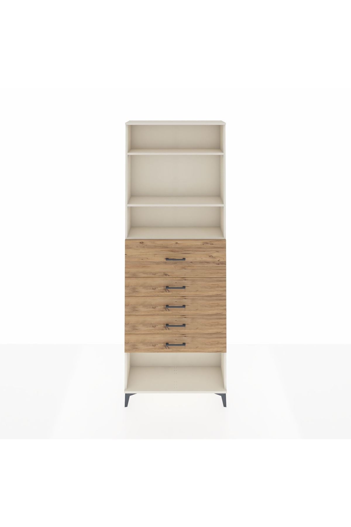 Arges Dolap 3 Raflı 5 Çekmeceli 88x30x243 Aytaşı-Çam