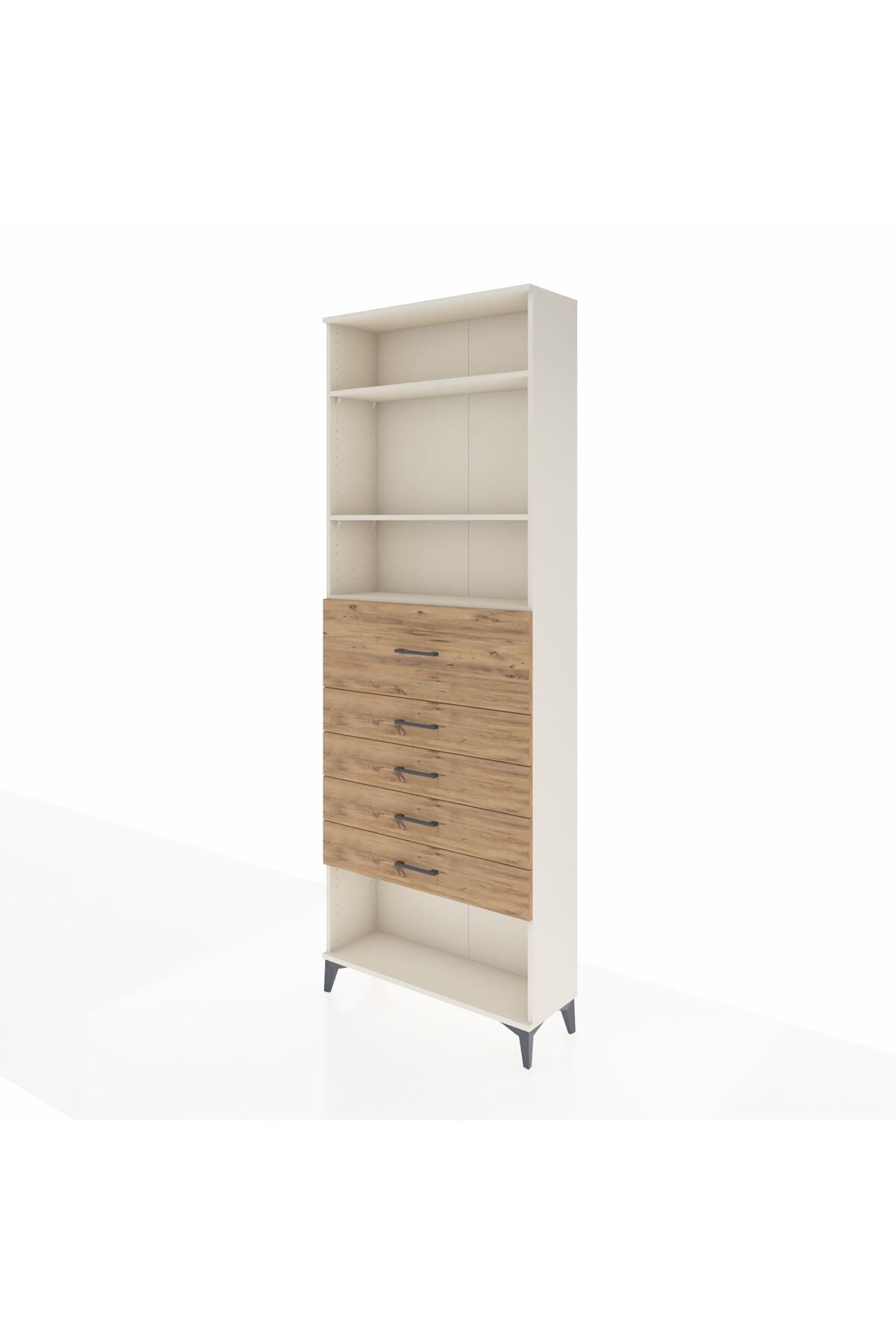 Arges Dolap 3 Raflı 5 Çekmeceli 88x30x243 Aytaşı-Çam