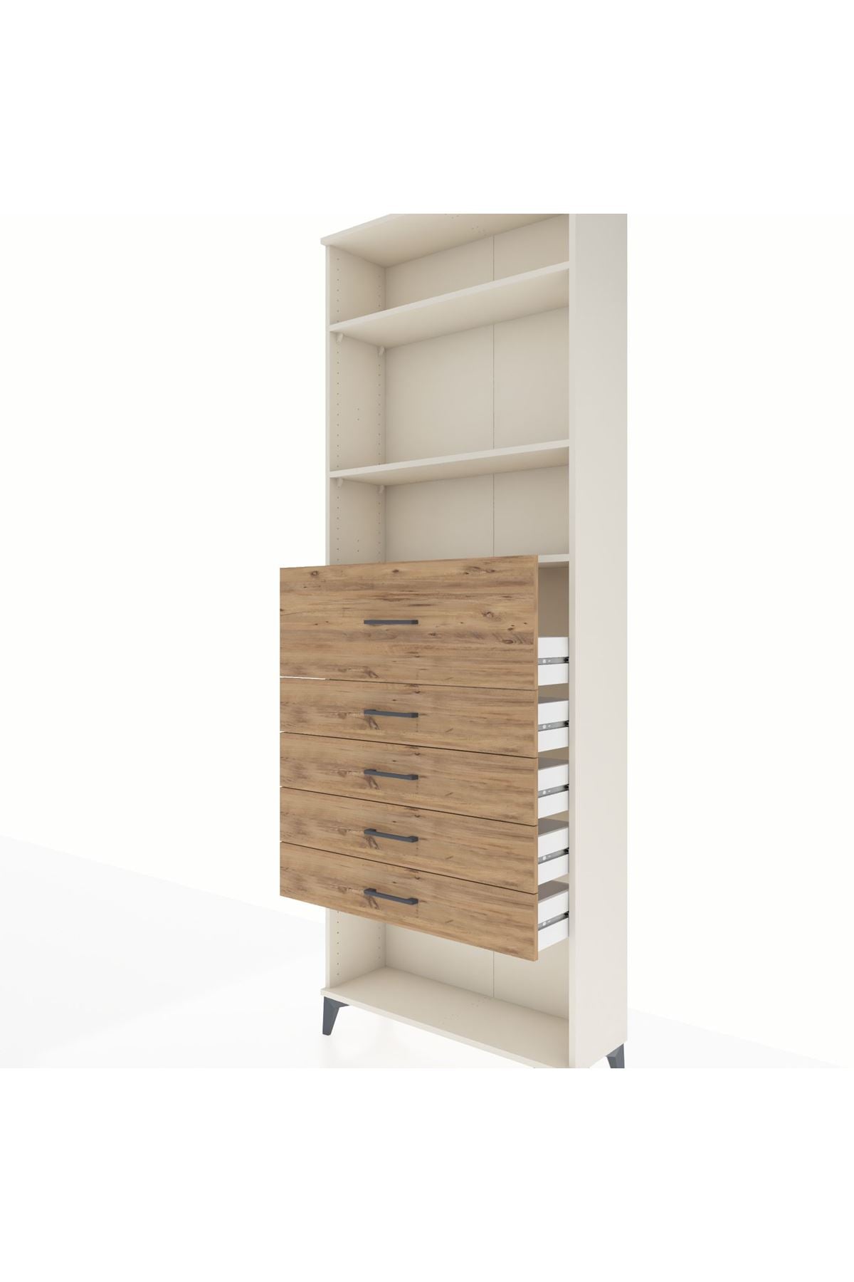 Arges Dolap 3 Raflı 5 Çekmeceli 88x30x243 Aytaşı-Çam