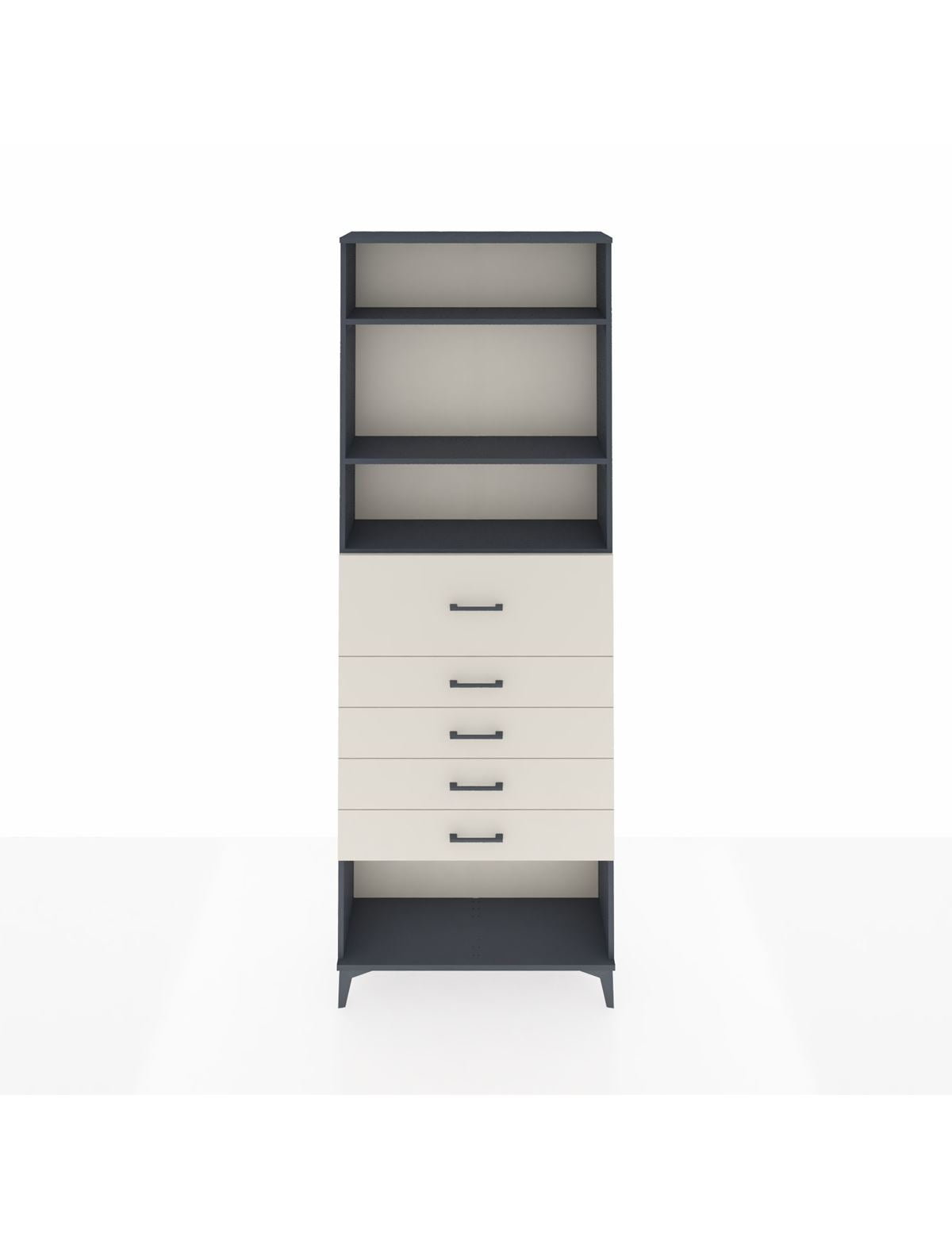 Arges Dolap 3 Raflı 5 Çekmeceli 88x30x243 Antrasit-Aytaşı